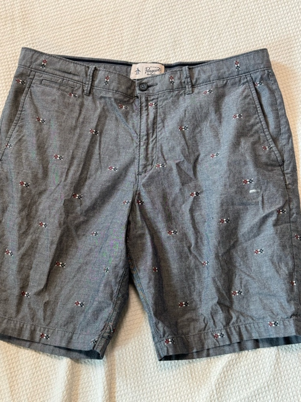 Penguin Gray Embroidered Pattern Shorts - Picture 7 of 7